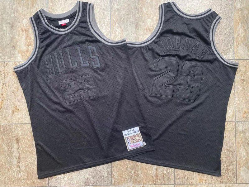 Men Chicago Bulls #23 Jordan All Black Embroidered 2021 NBA Jersey